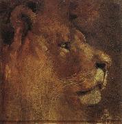 Louis Abrahams Lion-s head USA oil painting artist